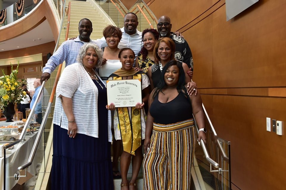 Mariah and family at her graduation from Wake Forest School of Business, Winston-Salem, North Carolina